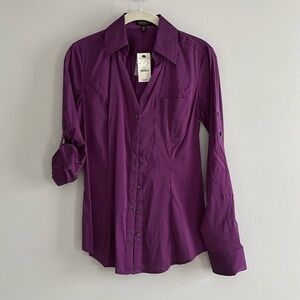 Express essential long sleeve shirt. NWT. Size S. Purple with black undertones